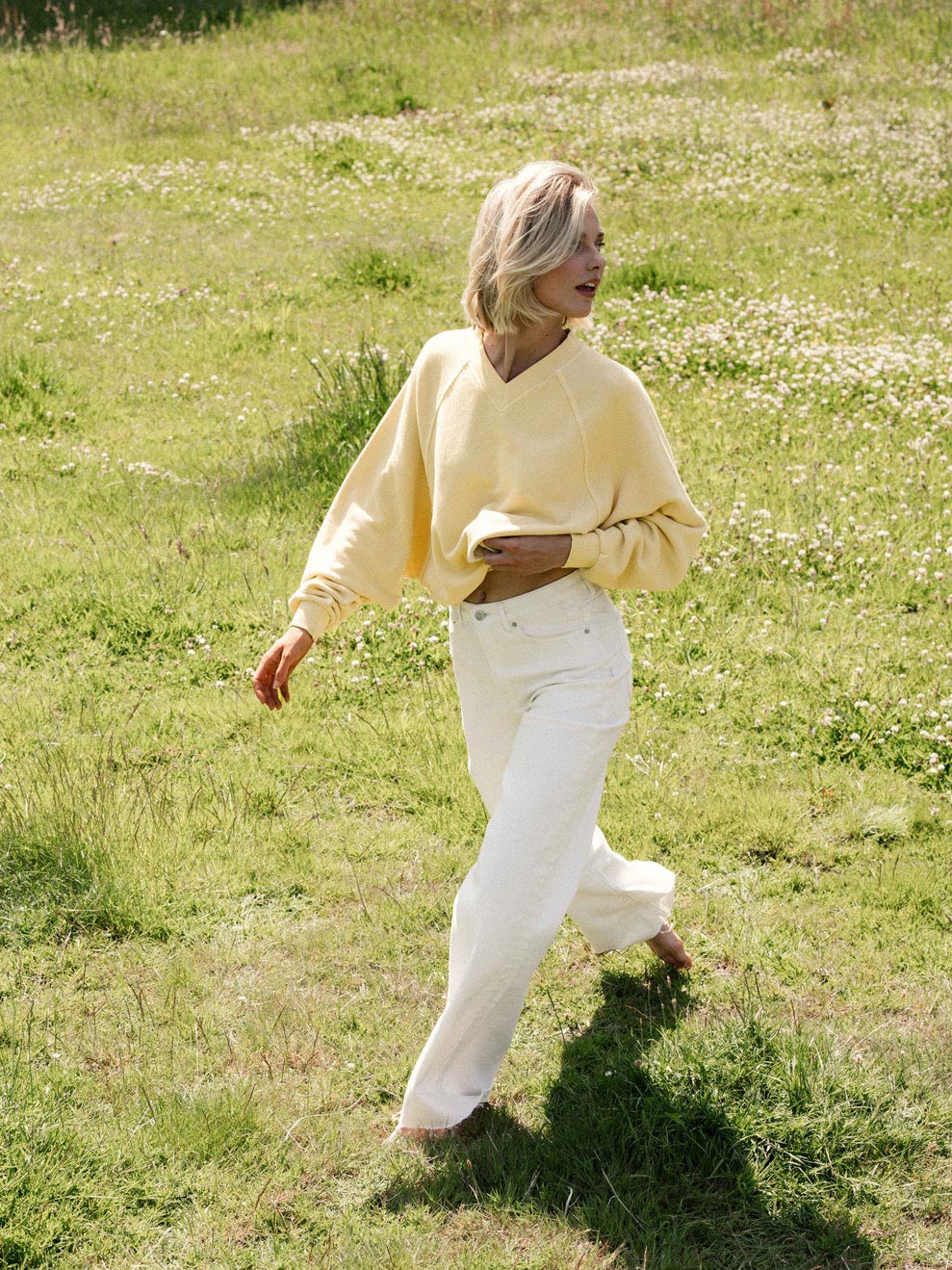 Sweater met V neck | Mellow Yellow