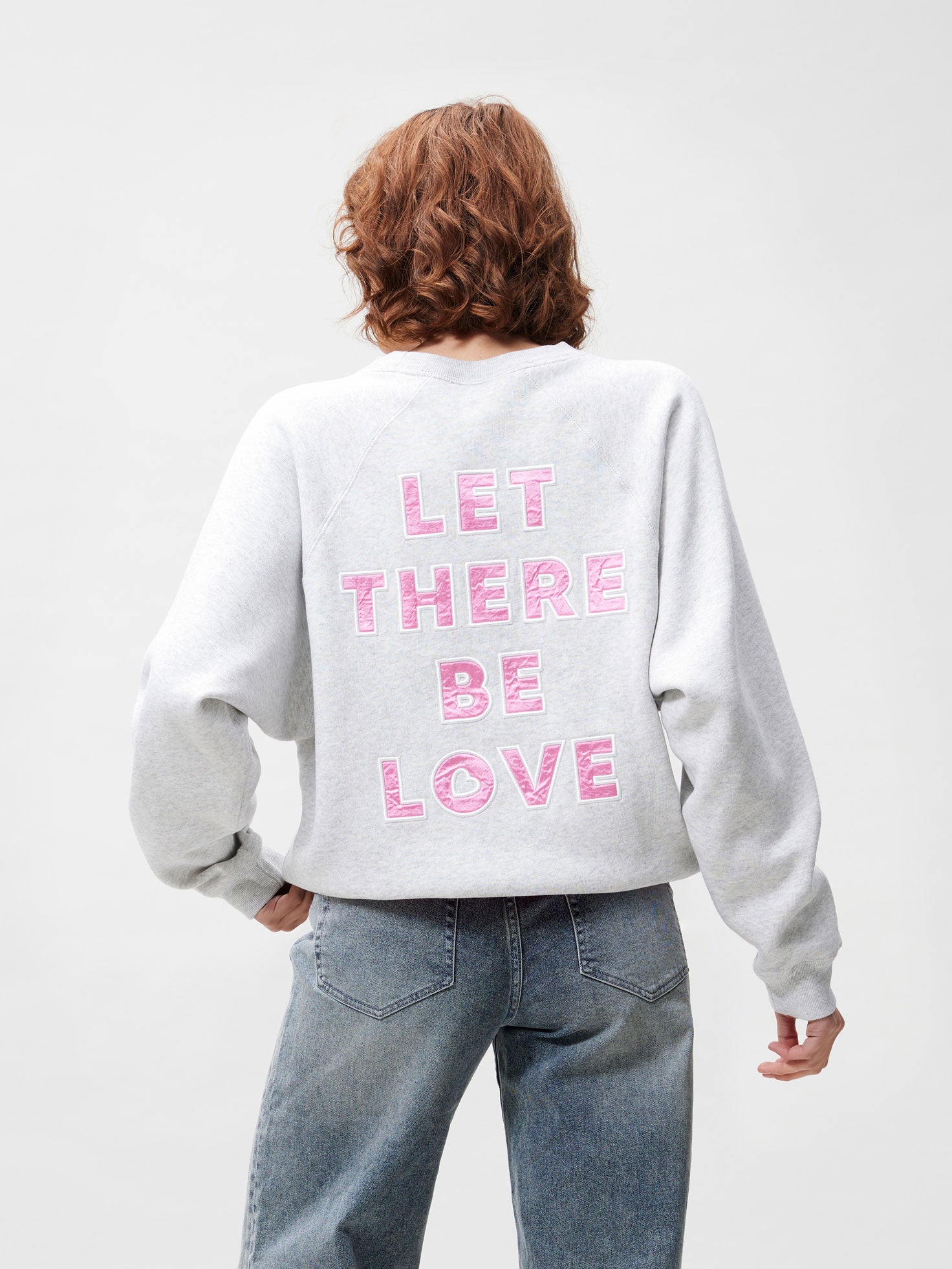 Sweater met graphic op rug | Light Grey Melange