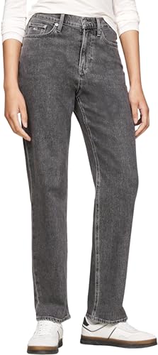 Tommy Jeans Damen Jeans Hose Izzie Slim Fit Straight High Waist, Schwarz (Denim Black), 34W/28L