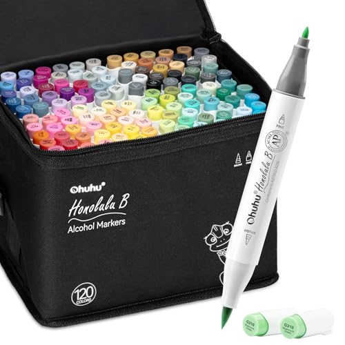 Ohuhu Pinselmarker 120 Pinsel & Fein mit Mischer für Kunst