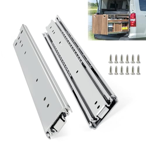 VITERLYNX Tragkraft 90 kg Schwerlastauszug 1 Paar Schubladenschienen Vollauszug 250 400 500 800 mm Schubladenauszug Schienen für Schubladen Mit Schrauben 32" (813mm)
