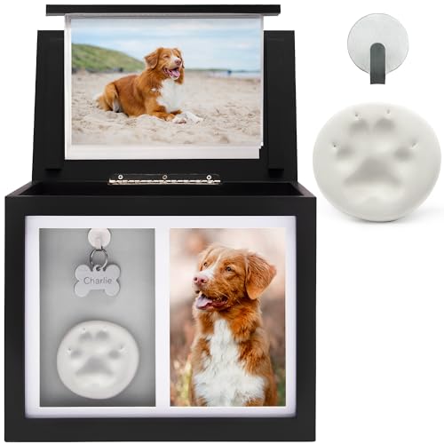 Chasing Tails Haustierurnen für Hunde, Asche, Andenken – Gedenk-Hundeurnen für Asche personalisiert, Asche klein – inklusive Haustierpfotenabdruck-Set, Bilderrahmen und Fotobuch