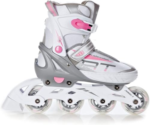 RAVEN Profession Inlineskates Inliner für Kinder und Erwachsene OPTIONAL 2in1 mit Schlittschuhen verstellbar (White/Pink ohne Kufen, 31-35 (20,5cm-23cm))