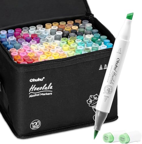 Ohuhu Alkoholmarker 120 Pinsel & Keil Kunstset für Illustration