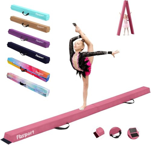 FBSPORT 180CM Faltender Schwebebalken, Gymnastik Balance Balken, Gymnastikboden Balken, Beflockungsschicht Balancierbalken, Balance Fitness Ausrüstung für Kinder