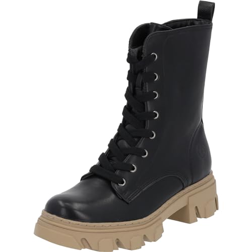 Palado Damen Stiefeletten Lefkada 2 – bequeme Boots - robuste Stiefel - leicht gefütterte Schnürstiefel Schwarz UK5,5 - EU38