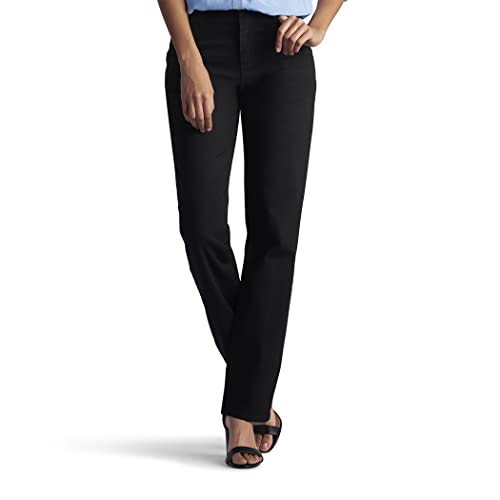 Lee Damen Relaxed Fit Geradem Bein Jeans, Schwarze Baumwolle, 44