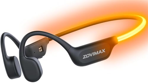 Knochenschall Kopfhörer Bluetooth 6.0 mit LED-Sicherheitslicht, Schwarz