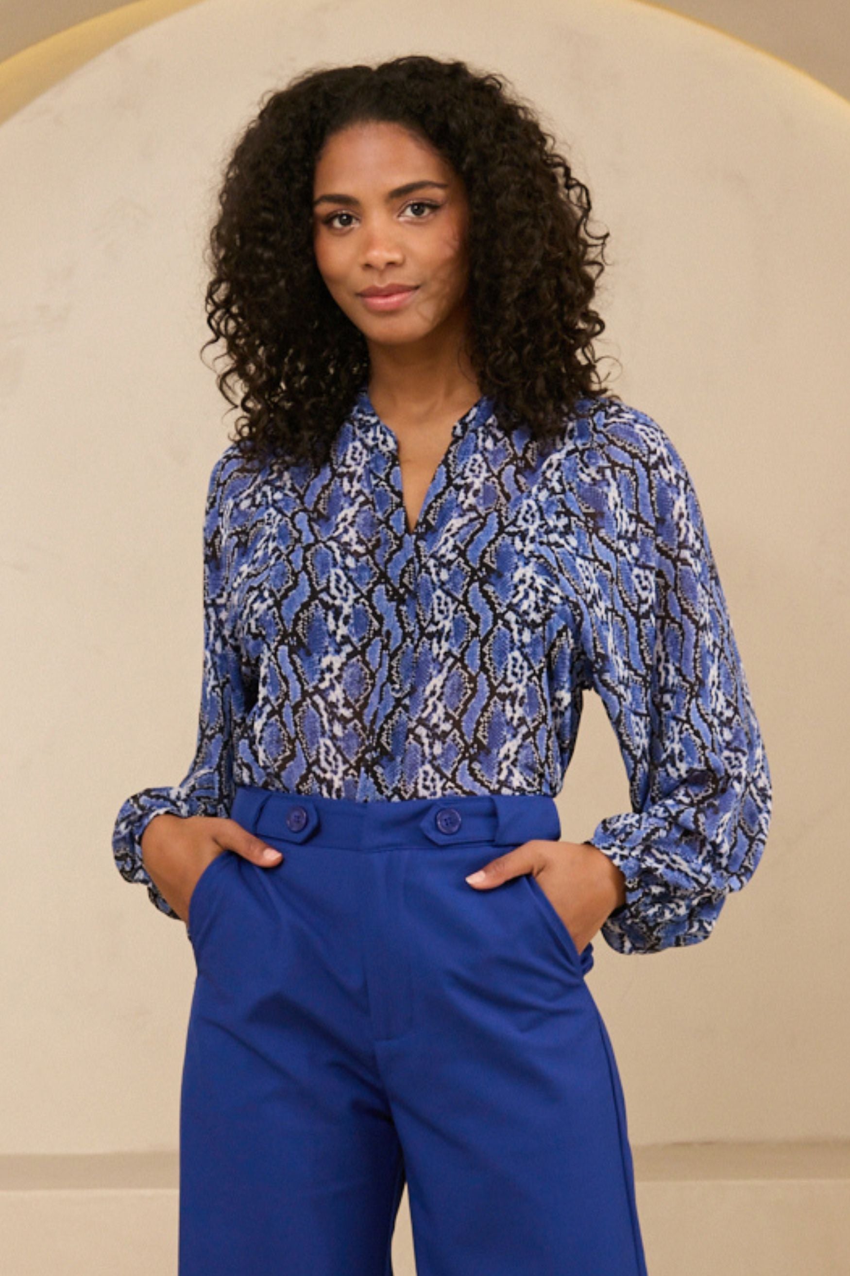 Blouse Erika | Blue Snake Print