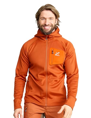 RevolutionRace Evolution Stretch Fleece Hoodie für Herren, Zip Hoodie für Wandern und Outdoor-Aktivitäten, Teracotta Brown, M