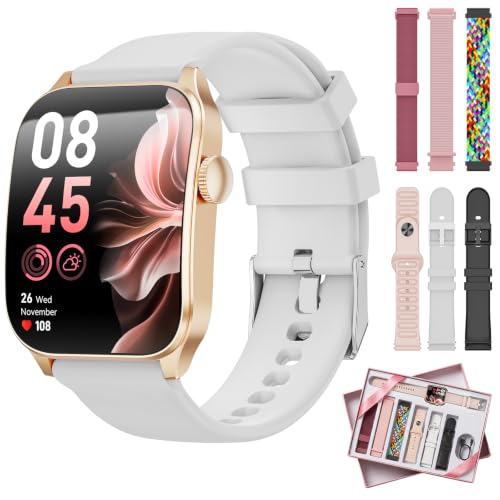 Haulvean Smartwatch Damen, 1,91" HD-Kurvdisplay mit 7 Armbänder/Geschenkbox