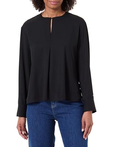 Tommy Hilfiger Damen Bluse Relaxed mit Schlitz, Schwarz (Black), 42