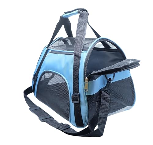 ZaneSun, Haustier-Reisetasche mit weichen Seiten, bequem, tragbar, faltbar, für Katzen, Hunde und Welpen, von Fluggesellschaften zugelassen, Größe M, Blau