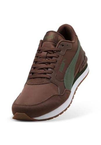 PUMA Erwachsene ST Runner v4 Nylon Sneakers 48, Chestnut Brown Moss Veil White Gum Green