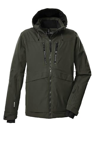 killtec Herren Skijacke/Funktionsjacke mit Kapuze, Schneefang und Unterarmventilation KSW 55 MN SKI JCKT, dunkeloliv, S, 43439-000