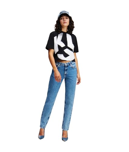 Karl Lagerfeld Jeans Damen Mid Rise Slim Denim Verwaschenes Dunkelblau 2832