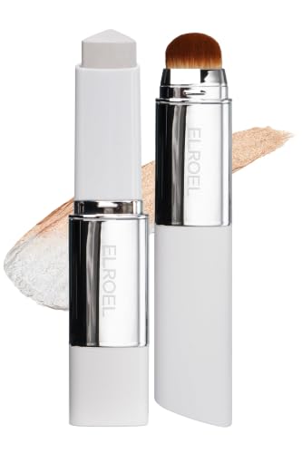 ELROEL Blanc Cover Cream Stick V White – Koreanischer Farbwechsel-Foundation-Stick mit Volufilin – mittlere bis volle Deckkraft, taufrisches Finish Basis-Make-up – doppelseitig mit abnehmbarem Pinsel