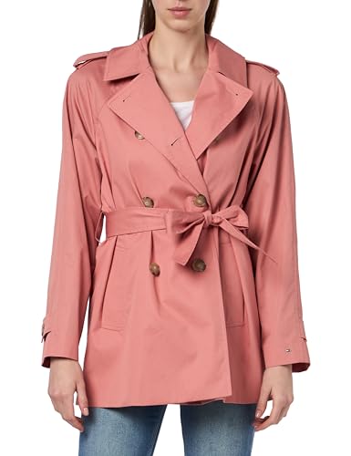 Tommy Hilfiger Damen Mantel Cotton Short Trench Trenchcoat, Rosa (Teaberry Blossom), 46