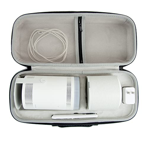 XINGFUDAO Hartschalenkoffer kompatibel mit Samsung Freestyle Projektor und Akku, Projektor Tragetasche mit Netztasche für Zubehör, Wasserdicht und Abriebfest, Schwarz