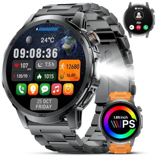 Smartwatch Herren 1,85" HD Großes Display Bluetooth 5.2 Anrufe 1000mAh Akku