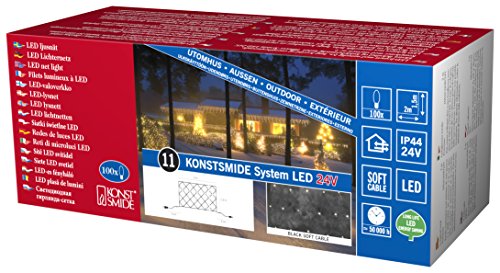 Konstsmide LED System Erweiterung, Lichternetz, 100 warm weiße Dioden, Außen (IP44), schwarzes Soft-Kabel - 4613-107