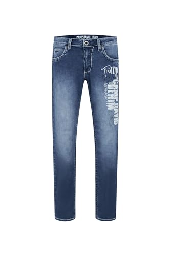 Camp David Herren Jeans NI:CO Stretch Regular Fit | Jogg-Denim mit geradem Bein, mittlerer Bundhöhe, Mid Blue Used, komfortabler Sitz, Reißverschluss, Five-Pocket, langlebige Nähte 38 30