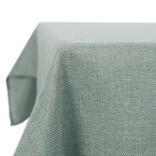 Deconovo Tischdecke Mintgrün 130 x 280 cm Abwaschbar Leinenoptik