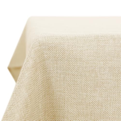 Deconovo Tischdecken Beige 140 x 240 cm Abwischbar Fleckschutz