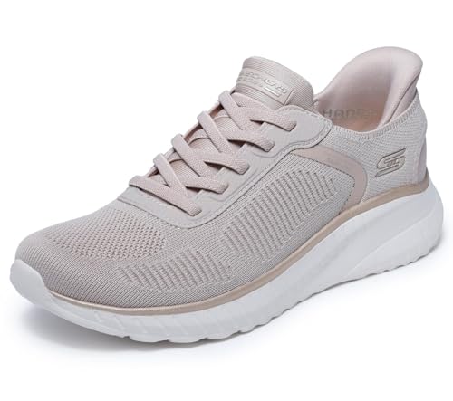 Skechers Damen Bobs Squad Chaos Current Muse Slip-InTurnschuhe, Natural/Gold Textile, 36.5 EU