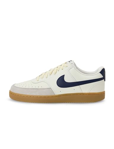 Nike Herren Court Vision Lo Sc Lifestyle Shoes Sneaker, Sail/Midnight Navy-Gum Light Brown, 41 EU