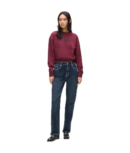 Karl Lagerfeld Jeans Damen High Rise Straight Denim Verwaschenes Blauschwarz 2432
