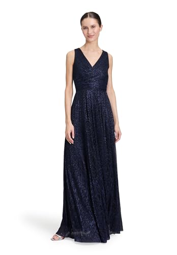 Vera Mont Damen Abendkleid mit Plissee 46, Blue/Black